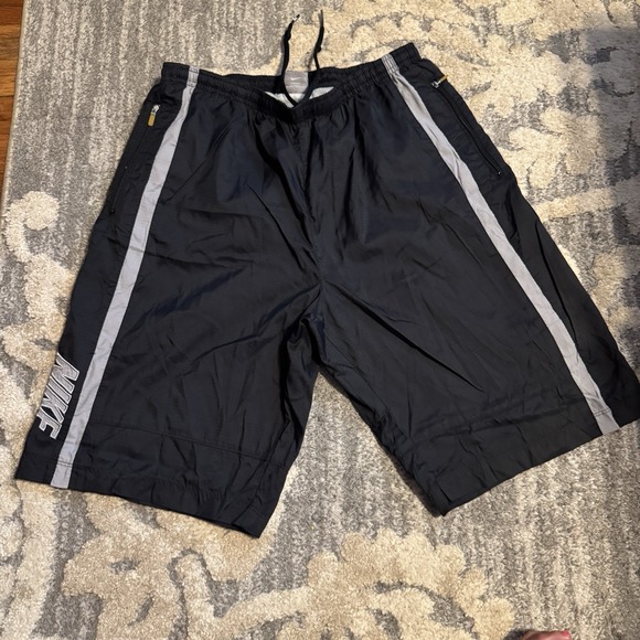 Nike Other - Nike VINTAGE 90s Black Swim Trunks Shorts L Swoosh Logo Mesh Lined